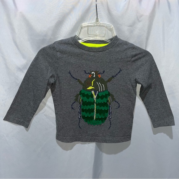 Mini Boden Gray Shirt with Green and Yellow Bug Design 2Y-3Y - Picture 1 of 3